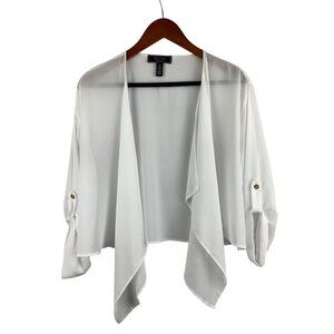 C. Wonder Christian Siriano XS White Sheer Open Front Cardigan With Gold Button